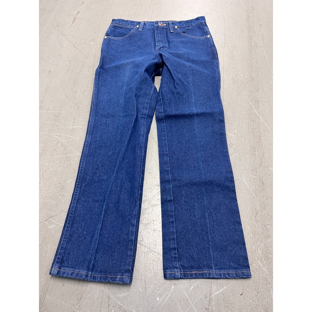 Wrangler Jeans Mens 34x30 Blue Denim 100% Cotton Cowboy Cut Straight Leg Vintage